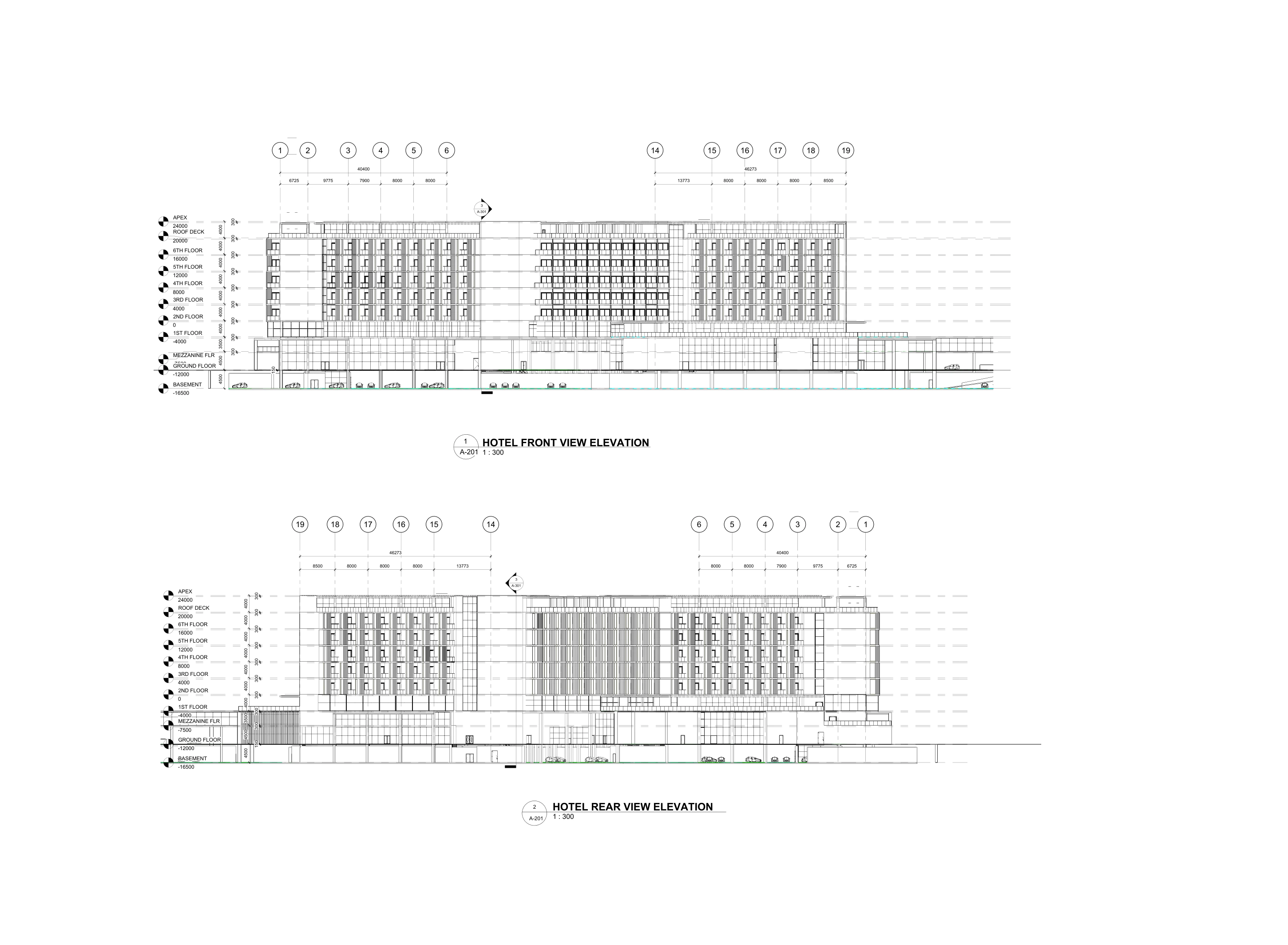 A-11 — Exterior Elevations Front And Rear. Enlarge for the full original sheet.