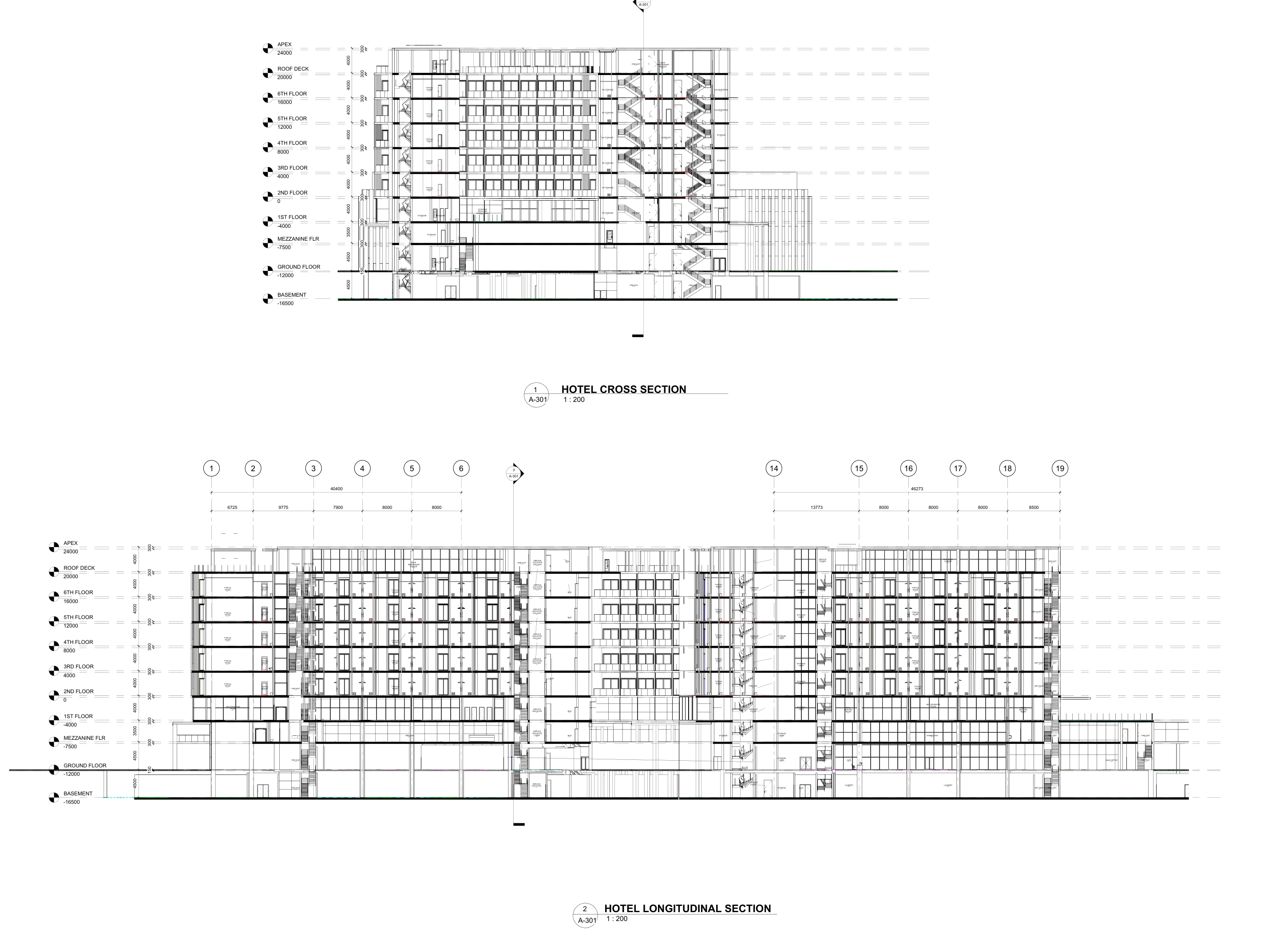 A-13 — Building Sections. Enlarge for the full original sheet.