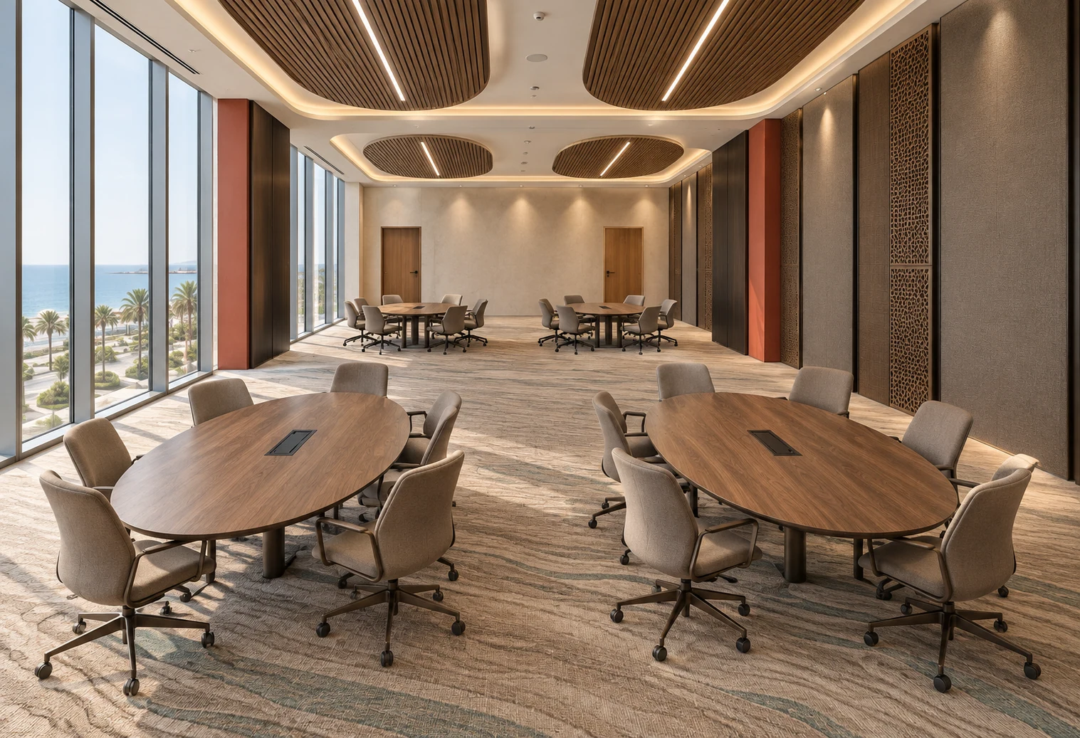 Breakout meeting room · View 01Smaller table groups provide a complementary mode for workshops and informal discussion.