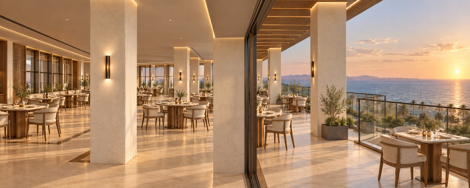 Roof restaurant · View 02Indoor dining and the terrace connection complete the upper-level destination.