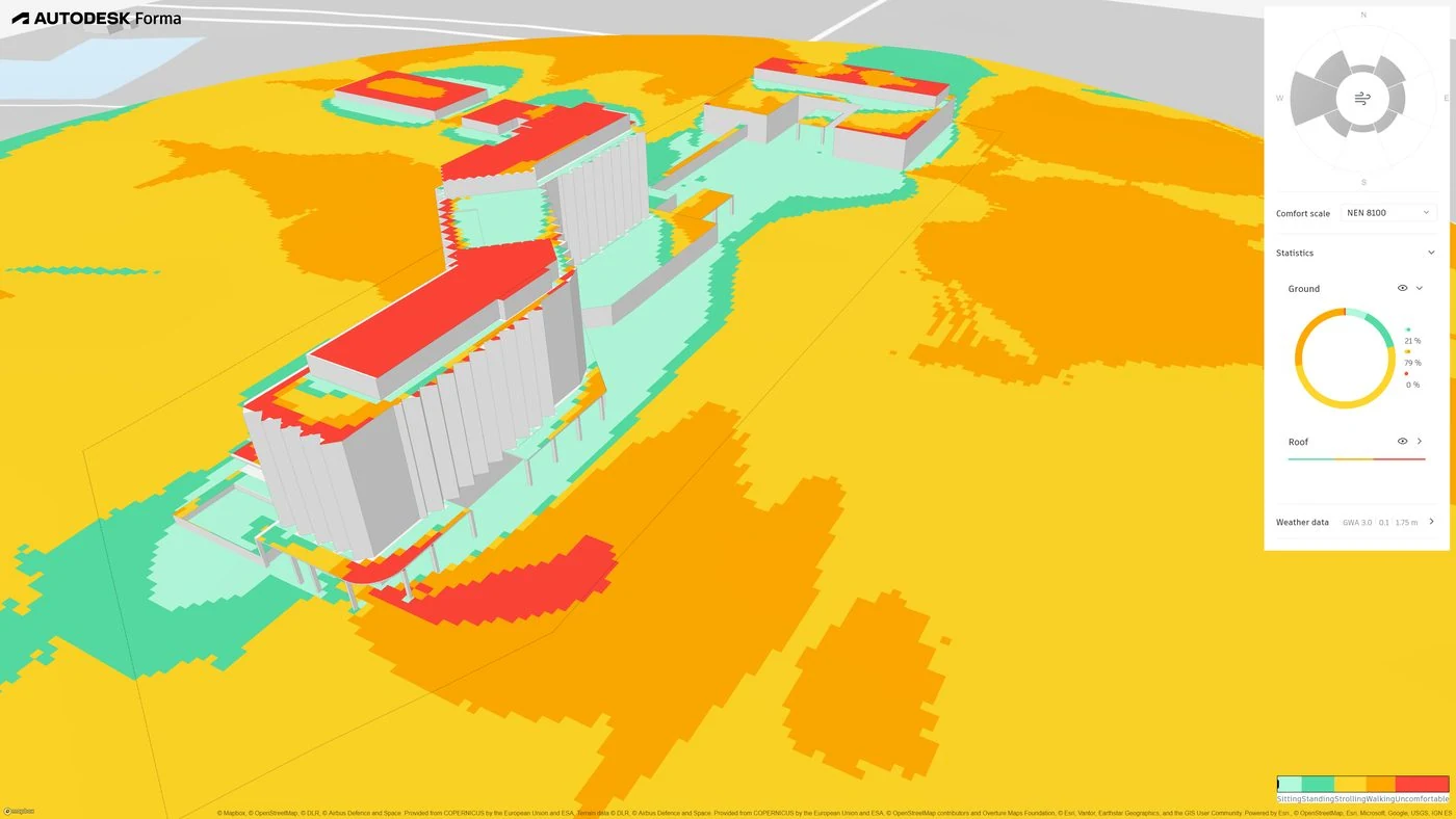 Oblique view of the sheltered and exposed zones.