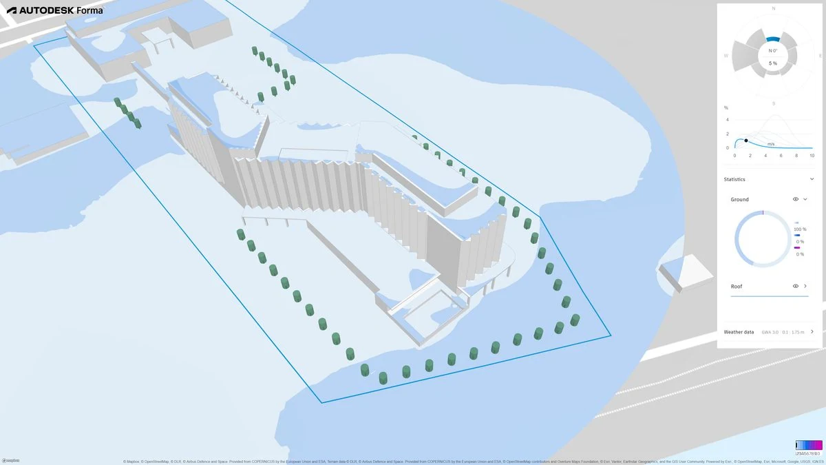Figure 20 · North 0&amp;#176;, 5 % of hours: the whole site drops to the lowest speed band. North wind is not the design case.